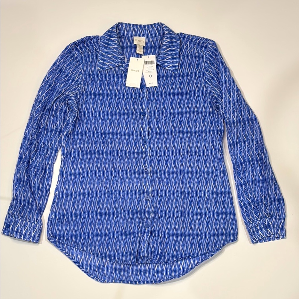 Chico's Vibrant Blue Geometric Shirt